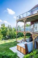 Hot tub facing the river